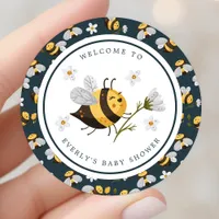 Daisy Flower Bumblebee Bee Baby Shower Classic Round Sticker