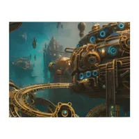 Steampunk Lost City of Atlantis Wood Wall Art