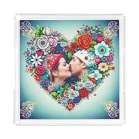 Add Your Picture | Floral Heart Frame Acrylic Tray