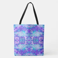 Abstract Blue and Purple Floral Tote Bag