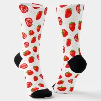 Cute Strawberry Pattern Red and White Socks