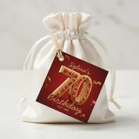 Elegant Gold Red Ruby Gemstone Jewel 70th Birthday Favor Tags