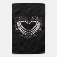 Skeleton Hand Heart 4th Of Usa Patriotic American Garden Flag