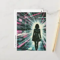 Woman Walking Lost in the Algorithm Postcard