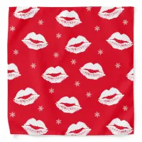 Sexy Kissing Lips and Snowflakes Christmas Bandana