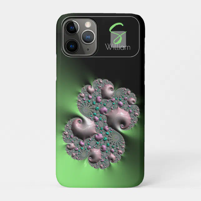 Green liquid fractal monogram  iPhone Case