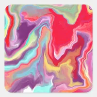 Colorful Abstract Modern Digital Art Marble Square Sticker