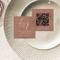 Script QR Code Wedding Brown RSVP Enclosure