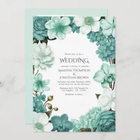 Cloud Mint, Frosted Teal & Seaglass Ivory Wedding Invitation