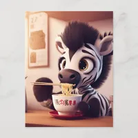 Kawaii Zebra Eating Ramen Postcard