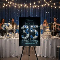 Royal Sapphire Diamond Silver 35th Birthday Party Foam Board