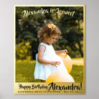 Two Sweet 2nd Birthday Baby Name Photo Gold Silver Foil Prints