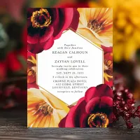 Bold Red and Yellow Floral Geometric Wedding  Invitation