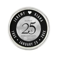 Elegant 25th Silver Wedding Anniversary Lapel Pin
