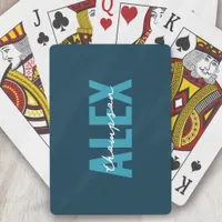 Personalized Blue Monogram  Poker Cards