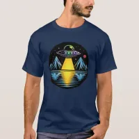 Retro UFO in the Mountains Reflecting in the Water T-Shirt