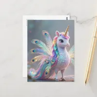unicorn peacock hybrid fantasy creature  postcard