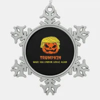 Trumpkin Make Halloween Great Again Short Funny Ha Snowflake Pewter Christmas Ornament