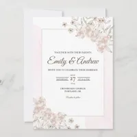 Soft White Rose Elegant Floral Watercolor Wedding Invitation