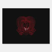 Crying Heart In Red Skeleton Hands Hearts Modern  Sign