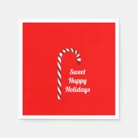 Candy Cane Sweet Happy Holidays Paper Napkin