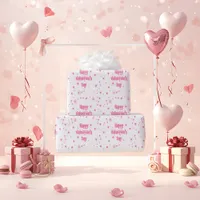 Playful Pink Red Valentine Text Wrapping Paper