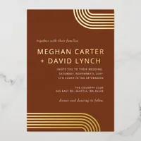 Elegant Luxe Terracotta Arched Gold Wedding  Foil  Foil Invitation