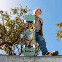 Girly Cute Colorful Margay Candy Cat Skateboard