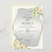 ENGAGEMENT | Watercolor Ivory Yellow Blush Roses Invitation