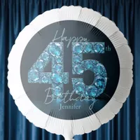 Opulent Chic Sapphire Blue and Black 45th Birthday Balloon