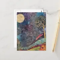 Tree and Moon mixed media collage Postcard