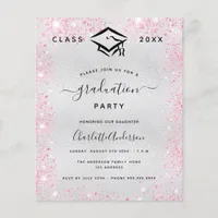 Graduation party silver pink glitter invitation