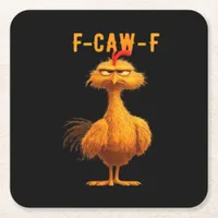 Gothic F-Caw-F Crow Funny Humor Square Paper Coaster