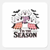 Tis The Season Checkered Halloween Square Sticker