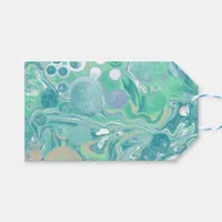 Teal Green Blue Marble Fluid Art To and From Gift Tags