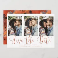 Save the Date Terracotta Pattern Typography Photo