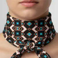 Modern Folk Ethnic Geometric Teal Orange Black Bandana