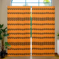 Plain Greek pattern in black on orange | Blackout Curtains