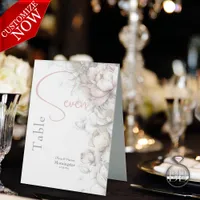 Classic Modern Ivory and Blush Floral  Table Tent