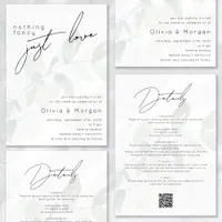Eucalyptus Nothing Fancy Just Love Script Wedding Invitation