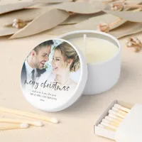 Merry Christmas Newlyweds Photo Overlay  Mini Candle Favors