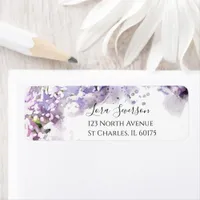 Purple Lilac Flowers Watercolor Address Label