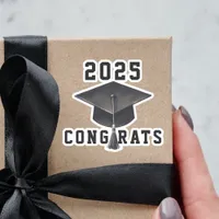 Graduation 2025 black white cap congrats sticker