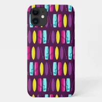 Surfboards on Deep Purple Colourful Surfer's iPhone 11 Case