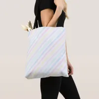 Diagonal Candy Stripe Rainbow Colors Tote Bag