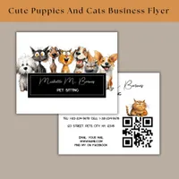 Funny Crazy Cats Dogs Pet Sitter QR Code Business Flyer