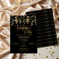 Surprise Birthday Party Elegant Black & Gold Invitation