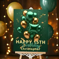 Green and Gold Balloons with Sparkling Confetti Foam Board