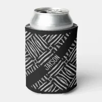 Black and White Tribal Stripes Can Cooler