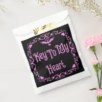 Goth Valentine Key To My Heart Pink Favor Bag